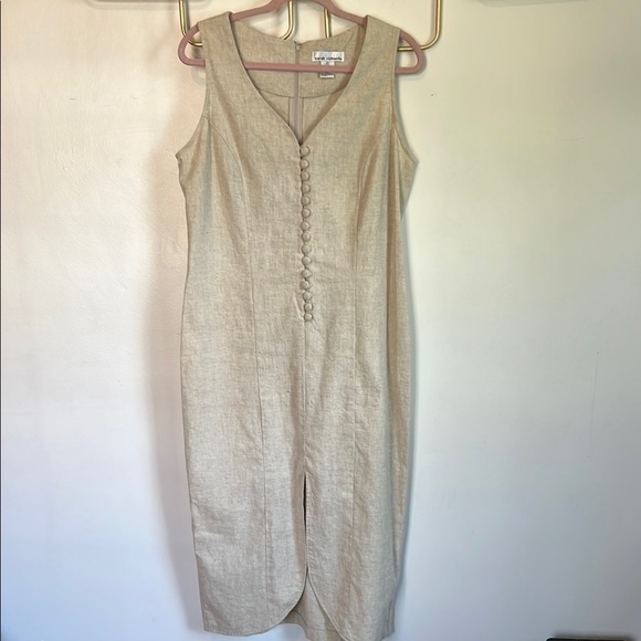 Sarah Richards sz 11/12 Beige Linen/Cotton Maxi Dress - Picture 1 of 8
